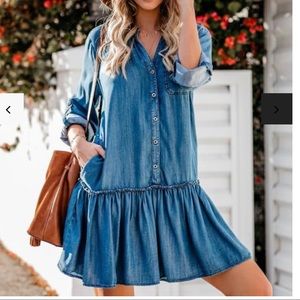 BRAND NEW. Chambray button down dress